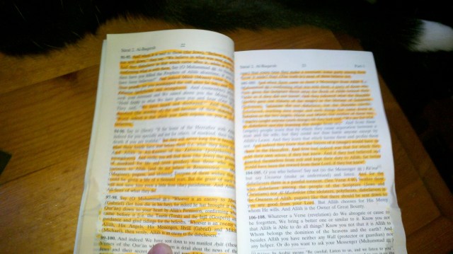 It's soiled because even my cat (tail pictured) thinks it's BS. So he knocked over my water while I was reading it.