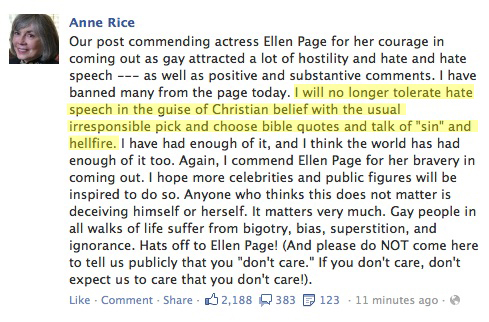 anne rice - gay marriage